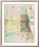 Map of Chicago and Environs, c.1869 Innrammet Giclee-trykk av Rufus Blanchard Map of Chicago and Environs, c.1869 Innrammet Giclee-trykk av Rufus Blanchard