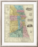 Guide Map of Chicago, c.1869 Innrammet Giclee-trykk av Rufus Blanchard Guide Map of Chicago, c.1869 Innrammet Giclee-trykk av Rufus Blanchard