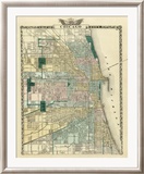 Map of Chicago City, c.1876 Framed Giclee Print by Warner & Beers 