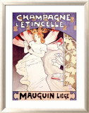 Champagne l'Etincelle Estampe encadrée par Emile Berchmans