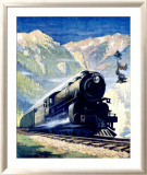 North Coast Limited Railroad, Montana Rockies Lámina giclée enmarcada North Coast Limited Railroad, Montana Rockies Lámina giclée enmarcada