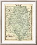 Official Railroad Map of the State of Illinois, c.1876 Framed Giclee Print by Warner & Beers 