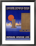 Hamburg America Orient Oceanline Poster Lámina giclée enmarcada