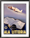 Ala Littoria Airline Aviation Poster Lámina giclée enmarcada Ala Littoria Airline Aviation Poster Lámina giclée enmarcada