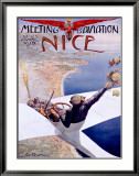 Meeting d'Aviation, Nice, 1910 Estampe encadrée par Charles Leonce Brosse