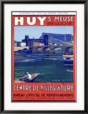 Belgium City Huy Travel Poster Lámina giclée enmarcada