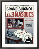 Theatre de Grand Guignol, Les 3 Masques Innrammet Giclee-trykk av Adrien Barrere Theatre de Grand Guignol, Les 3 Masques Innrammet Giclee-trykk av Adrien Barrere