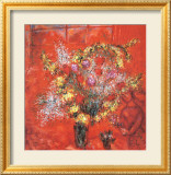 Fleurs Sur Fond Rouge, c.1970 Poster par Marc Chagall