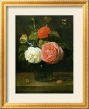 Bouquet de Roses avec Papaillons et Insectes Poster von Jacob Fopsen Van Es
