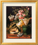 Roses et Autres Fleurs, Coquillages, Tete de Requin et Petrifications, c.1819 Láminas por Antoine Berjon