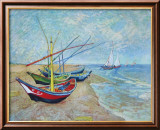 Fishing Boats on the Beach at Saints-Maries, c.1888 Láminas por Vincent van Gogh Fishing Boats on the Beach at Saints-Maries, c.1888 Láminas por Vincent van Gogh