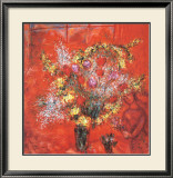 Fleurs Sur Fond Rouge, c.1970 Affiches par Marc Chagall