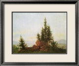 View of the Elbe Valley Estampe encadrée par Caspar David Friedrich