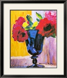 Rosas en un jarrón azul Lámina por Alexej Von Jawlensky