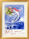 Chagall Nice, soleil, fleurs Estampe encadrée par Marc Chagall