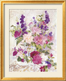 Pivoines et delphiniums Posters par Janet Walsh