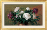 White and Purple Peonies Poster by Joe Anna Arnett