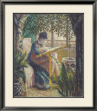 Madame Monet bordando, 1875 Lámina por Claude Monet