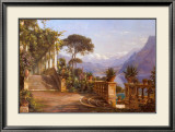 Terrasse avec vue sur le lac de Côme Poster par Carl Frederic Aagaard