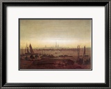 Greifswald in Moonlight Estampe encadrée par Caspar David Friedrich