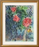 Fleurs et amoureux Posters par Marc Chagall