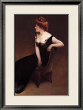 Woman Reclining in Black Dress Estampe encadrée par John White Alexander