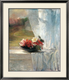 Fleurs sur le rebord d'une fenêtre Affiches par John Lafarge