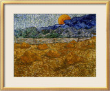 Landscape with Wheat Sheaves and Rising Moon Oprawiona reprodukcja giclee autor Vincent van Gogh