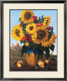 Sunflowers over Castle Ruin Posters by Joe Anna Arnett