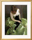 Woman in Green Dress with Black Cat Posters par John White Alexander