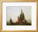 View of the Elbe Valley Estampe encadrée par Caspar David Friedrich