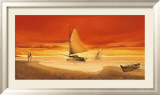Coucher de soleil sur la plage Affiches par Leon Wells