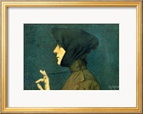 The Woman with a Gold Medallion Estampe encadrée par Lucien Lévy-Dhurmer