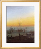 Ships in Greifswald Harbor Estampe encadrée par Caspar David Friedrich