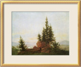 View of the Elbe Valley Estampe encadrée par Caspar David Friedrich