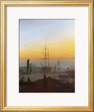 Ships in Greifswald Harbor Estampe encadrée par Caspar David Friedrich