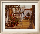 Blue Stair and Begonias Posters by John Atwater