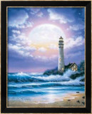 Phare au clair de lune Art par Steve Sundram