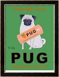 Zumo de naranja Pug Lámina enmarcada de edición limitada por Ken Bailey