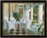 Terrasse blanche en été Poster par Piet Bekaert