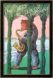 San Diego Jazz Festival Gerahmter Druck (limitierte Auflage) von Milton Glaser