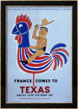 France comes to Texas, 1957 Estampe encadrée par Raymond Savignac