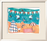 Château de sable sur la plage Affiches par L. Fox