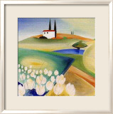 Weiße Blüten im Orcia-Tal Poster von Heinz Kirchner