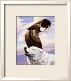 Eagle in Flight with Wolf Affiches par Gary Ampel