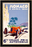 Póster del Gran premio de Mónaco de Fórmula 1, 1934 Lámina giclée enmarcada por Geo Ham