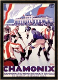 Chamonix, Hockey Framed Giclee Print by Roger Broders