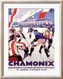 Chamonix/Hockey Estampe encadrée par Roger Broders