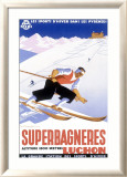 Luchon Superbagneres, Snow Ski Lámina giclée enmarcada por Gaston Gorde