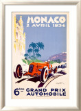 Póster del Gran premio de Mónaco de Fórmula 1, 1934 Lámina giclée enmarcada por Geo Ham